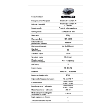 Robot HOOKII NEOMOW X2 SE (3000m2) A-4EB10